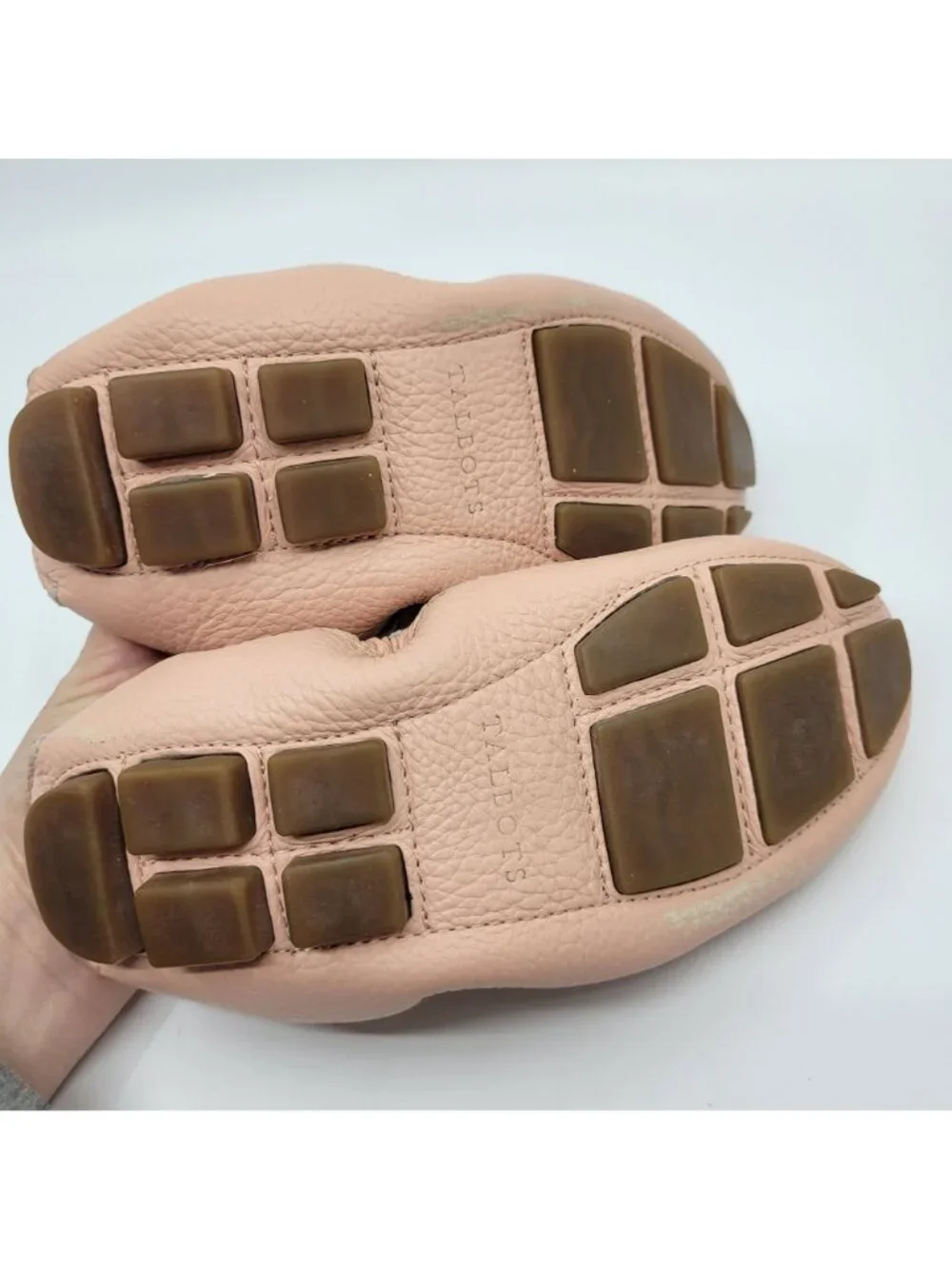 Talbots Loafers Womens Size 7.5 Light Pink Leather Tassels Elastic Flexible Sole